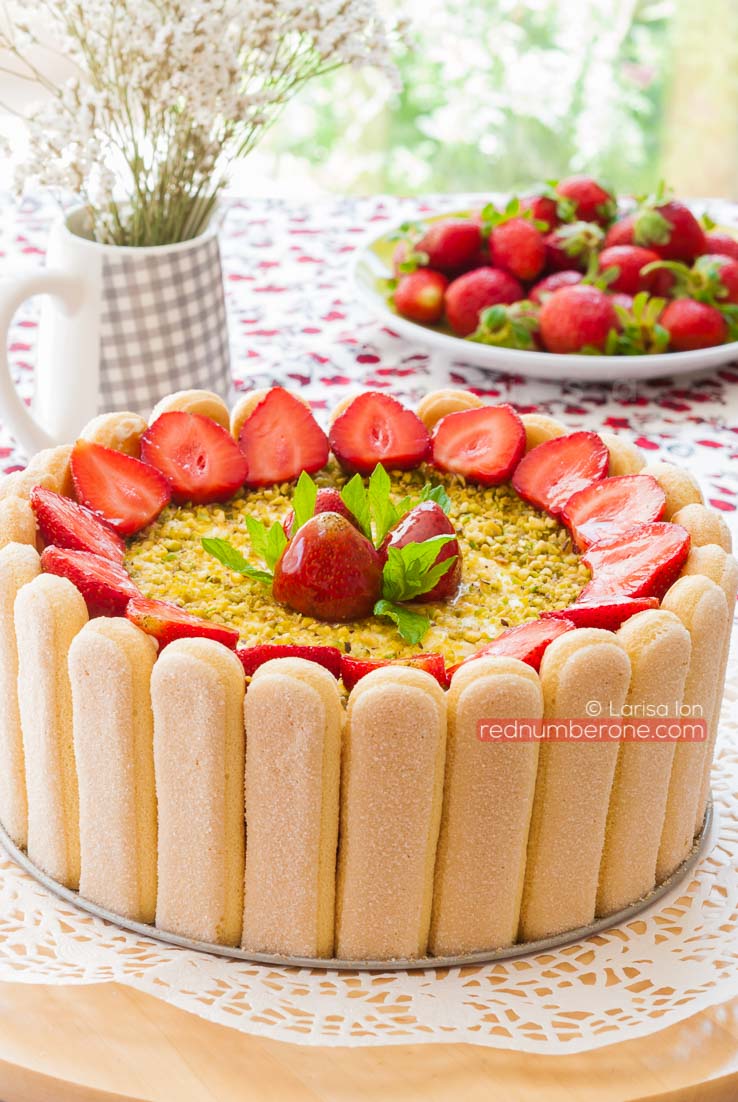 French Charlotte cake with Fresh Strawberry